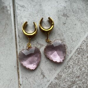 Gold and Pink Heart Glass Hangers